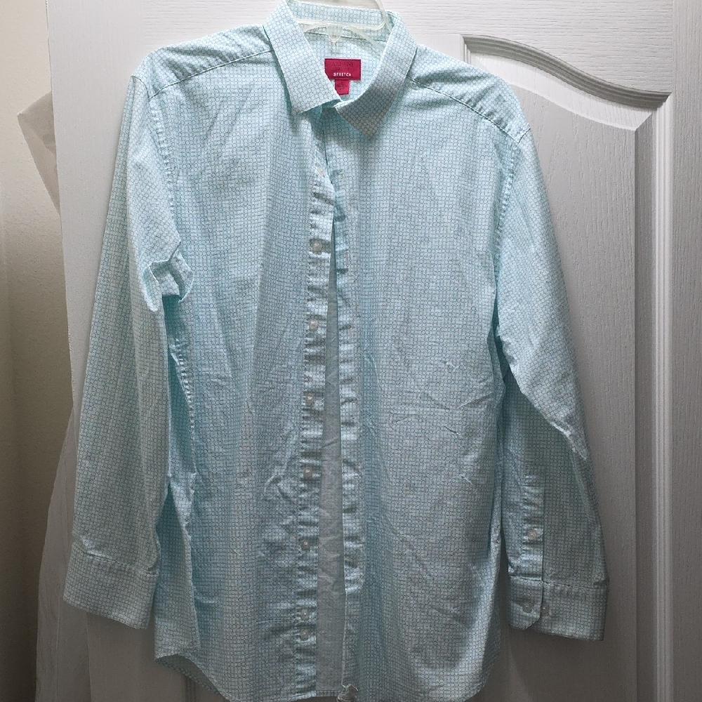 Alfani Blue Dress Shirt Elegant Long-Sleeve